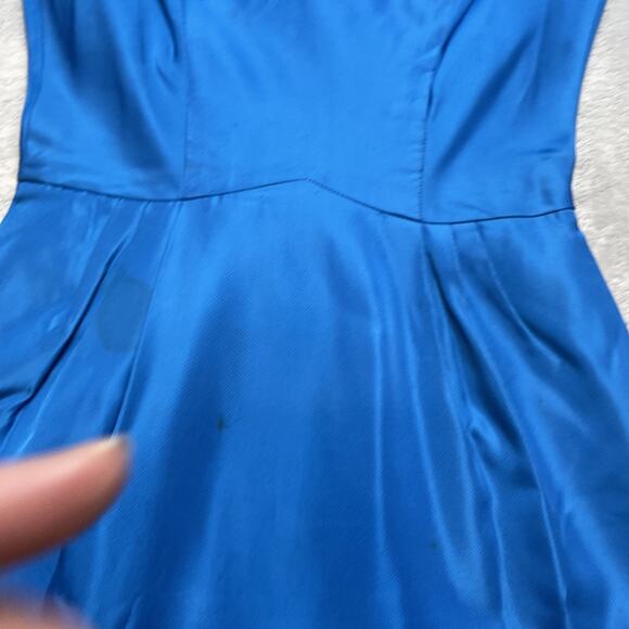 Vtg 50s Lorrie Deb San Francisco Dress Womens 5 Turquoise Cocktail Overskirt 60s - Picture 8 of 16